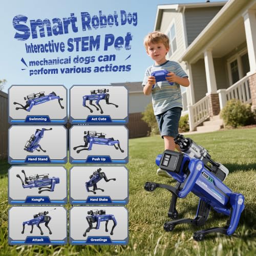 Robot Dog - Interactive STEM Toys with Voice & Remote Control, 30+ Lifelike Actions, Programmable Play, 25m Range, Durable & Safe - Best Gift for Kids Age 6+ - color: Blu