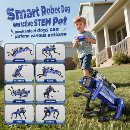 Robot Dog - Interactive STEM Toys with Voice & Remote Control, 30+ Lifelike Actions, Programmable Play, 25m Range, Durable & Safe - Best Gift for Kids Age 6+ - color: Blu