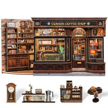 CUTEBEE Book Nook Kit, DIY Miniature House Coffee Shop Dollhouse
