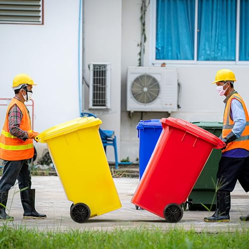 DOITOOL Trash Can Wheels Replacement Kit with 18.8" Hollow Shaft, 7" Rubber Garbage Bin Wheels and 1.2" Axle Set for Outdoor Recycling Cans, City Bin Mobile Cart Parts Pulley Trash Accessories