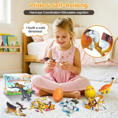 7Pcs Lifelike 3D Puzzles for Kids,Dinosaur Building Toys for 5 6 7 8+ Year Old Boys Girls,Slot-Assembly Building Blocks,Dinosaur Realistic Figures Set,Educational Toys Ideal for Class,Party - style: 3D Dinosaur Puzzle