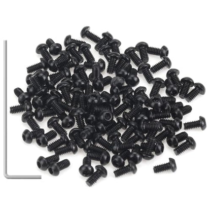 105 Pieces M2 x 4mm Button Head Socket Cap Screws, Thread Pitch 0.4mm, Sutemribor M2 Black Screws, 10.9 Grade Alloy Steel, Black Oxide Finish, Fully Threaded - size: M2 x 4mm, style: Button Head