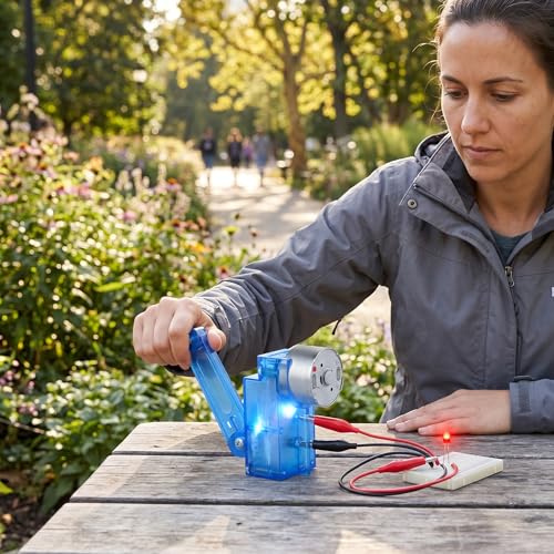Hand Crank Generator, Mechanical Electricity Generator, 3V to 6V Power Supply for Education and Emergency Use