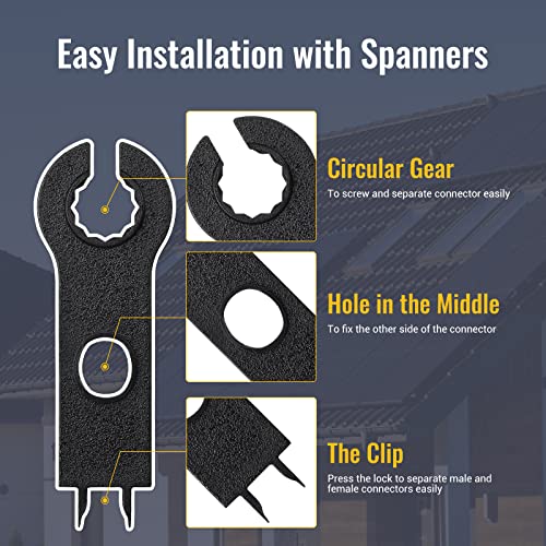 BougeRV 12 PCS Solar Connector Solar Panel Cable Connectors Solar Panel Connectors Kit Solar Connector with Spanners IP68 Waterproof 6 Pairs Male/Female (8AWG) - size: 6 Pairs 8AWG Male/Female & 1 pair of spanners