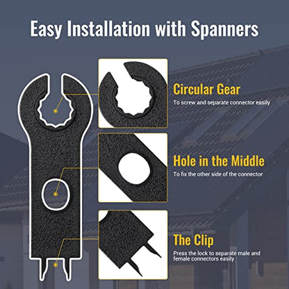 BougeRV 44 PCS 8AWG Solar Connectors with Spanners IP68 Waterproof - size: 22 Pairs 8AWG Male/Female & 1 pair of spanners