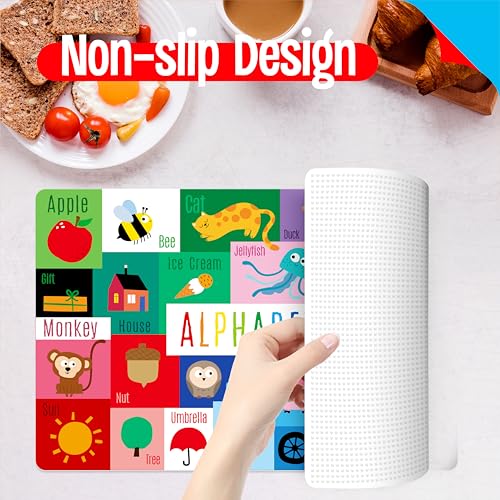 6 Pack Placemats for Kids, Non-Slip Washable, Reusable Alphabet, Number, Month, Color & Emotion Educational Placemats for Home, Kindergarten, Classroom, Nursery - style: Education-B