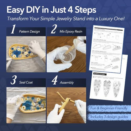 Auraeve All-in-One DIY Resin Craft Kit - Flower Jewelry Stand for Adults