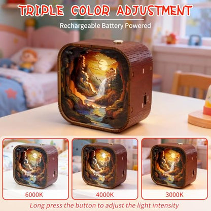 3D Wooden Puzzle Night Light DIY LED Art Lamp Kit for Adults Desk Decor Relaxing Craft Model Table Ornament and Birthday Gift (Sunset Valley) - style: Sunset Valley