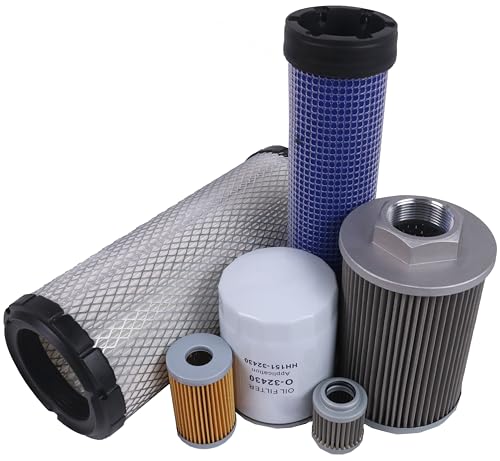 Maintenance Filter Kit HH151-32430 RD411-62210 RD401-61270 RA211-51280 R1401-42270 R2401-42280 Compatible With Kubota KX121-3 Mini Excavator