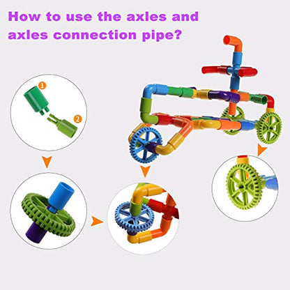 burgkidz STEM Tube Building Set: 188 Pcs Build Cars w/Wheels & Tub - color: Multicolored