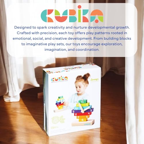 CUBIKA Wooden Clock Construction Kit – Montessori Stacking Toy for Toddlers Ages 3+ – Made from Natural Wood with Water-Based Paints – Travel-Friendly Educational Gift for Boys & Girls - style: Clock Construction Set