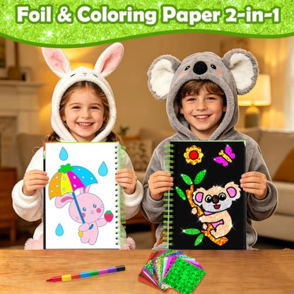 FUNNYB&G Foil Art Craft Kit for Kids, Sparkly Birthday Gift Toy for Kids - style: Animal World