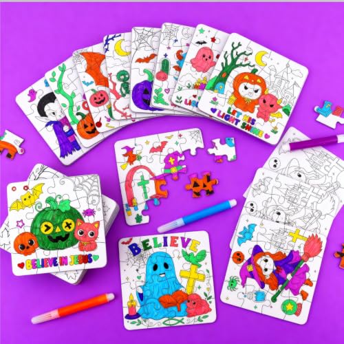 Halloween Crafts for Kids & Adults, Christian DIY Art Activities Kit Puzzle - color: Religious Halloween Colorful