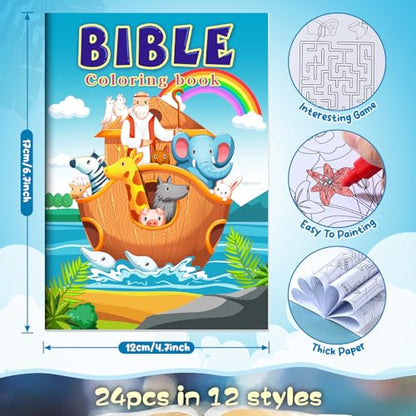 BenLouis 24 Pcs Christian Mini Coloring Books for Kids Party Favors - style: Christian