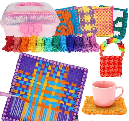 BLISSIQUEE Weaving Loom for Kids 288 Loops 12 Colors Potholder Weaving Loom - color: Weaving Loom storage kit