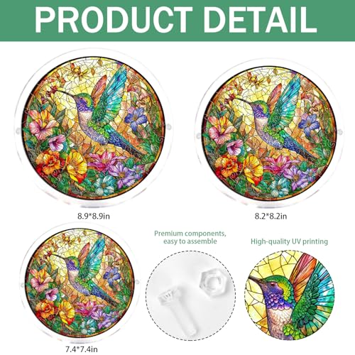 Acrylic Jigsaw Puzzle Suncatcher - Hummingbird Garden - color: Hummingbird Garden, size: S-7.4in*7.4in