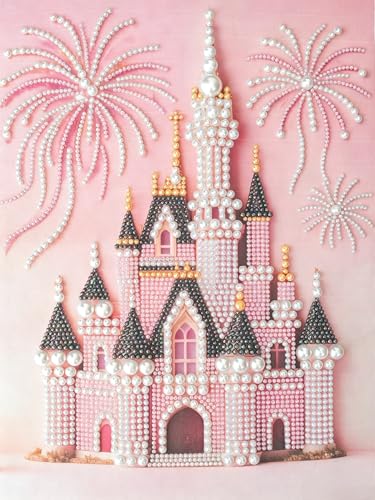 SuuTang 5D Castle Diamond Pearl Art Painting Kits for Adults,13.8x17.8 inch - color: CASTLE 01
