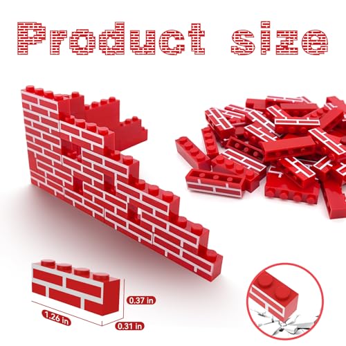 40PCS Classic Wall Building Bricks 1x4 Red Color, Compatible with Lego Part, ABS Material, Creative Building Sets for Home, School & DIY STEM Projects, Construction Toy for Kid Age 6 7 8 9 10 11 12 - color: Red 40pcs