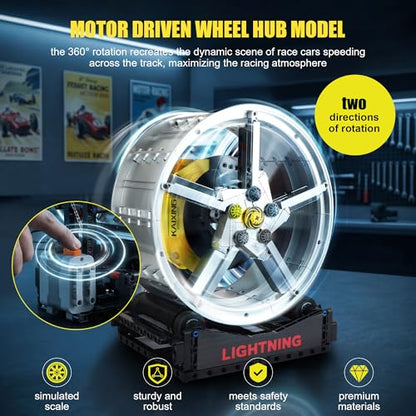 Motorized LED Race Car Wheel Hub Building Set 360°Rotate 578PCS Age 8+ - style: T2022