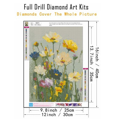 CHWGLFGG 5D Wild Flowers Diamond Art Kits for Adults Beginners 12x16in - color: KM895-1