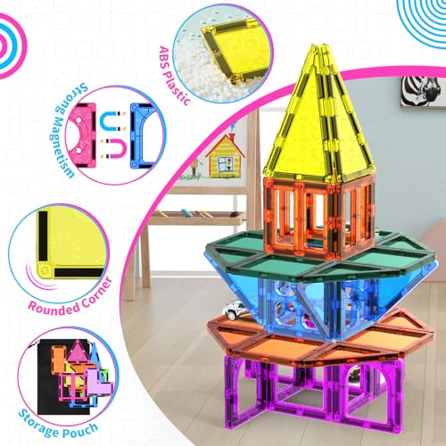 250 PCS 3D STEM Educational Magnetic Tiles for Kids Magnetic Blocks Set
