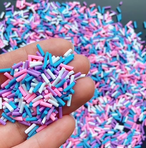 50g Fake Sprinkles Resin Sprinkles Fake Candy Sprinkles Clay Sprinkles Polymer Sprinkles Polymer Clay Slices for Nail Art DIY Crafts Cake Phone Case(20-Long Purple ） - color: 30-Long Purple
