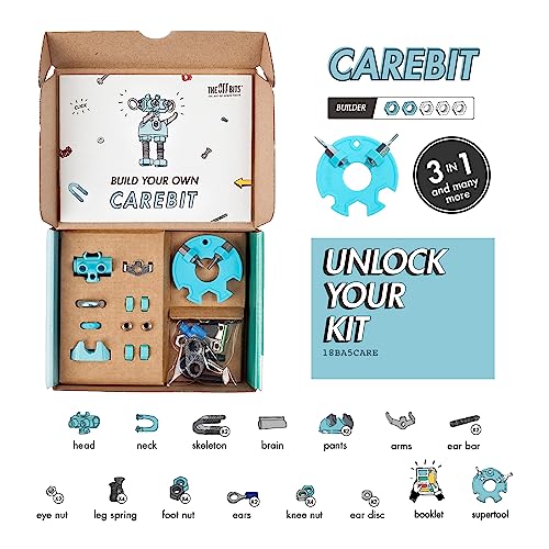 The Off Bits CareBit Build Your Own Robot Toy Construction Set, Educational Gift STEM Activities Learning Kit, Creative Build and Play Model Kit Steam Toys for 6 7 8 9 10+ Year Old Boys & Girls - style: CareBit