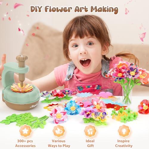 GirlsHome 300+PCS Fabric Flower Bouquets Toys, DIY Flower Craft Kits - color: Green Brown