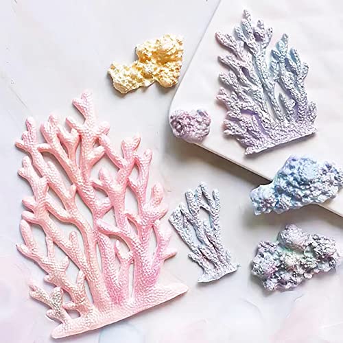 5 PCS Marine Theme Fondant Silicone Mold Seaweed Sea Fish Coral Sea Turtle Shape DIY Handmade Baking Tools, For Theme Cake Cookie Chocolate Candy Decoration Fondant Polymer Clay - style: Seaweed styles