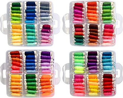 301 Embroidery Floss Set Including Cross Stitch Threads Friendship Bracelet String with 5-Tier Transparent Box, Floss Bobbins and Cross Stitch Kits - size: 5-Tier box