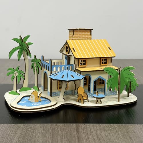 Log Cabin Mini House 3D Wooden Puzzle Building Kit for Adults Teens