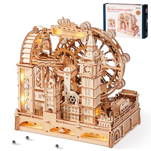 ROKR 3D Wooden Puzzles for Adults,Marble Travel London,431Piece 3D Puzzles,Marble Run Gift for Adults