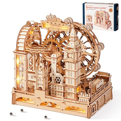 ROKR 3D Wooden Puzzles for Adults,Marble Travel London,431Piece 3D Puzzles,Marble Run Gift for Adults