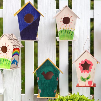 Outus 12 Pcs 5 × 7 Inch DIY Wooden Birdhouse Kit for Kids, Vintage - style: Vintage