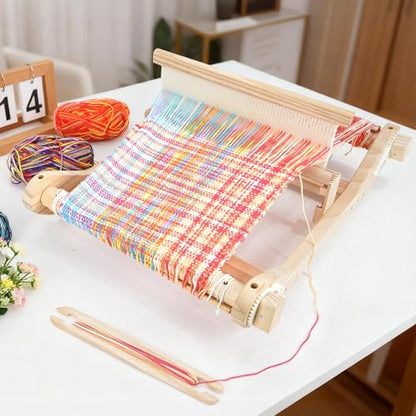 PURCOULEUR 16 Inches Rigid Heddle Loom with Holder, Loom Kit for Adults