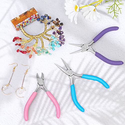 Pliers for Jewelry Making, Shynek Jewelry Pliers Set Includes Needle Nose Pliers, Round Nose Plier and Wire Cutters, Jewelry Making Tools for Jewelry Repair, Wire Wrapping, Beading and Crafts - style: Frosted Non-Slip Handle