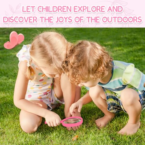 Bug Catcher for Kids Explorer Kit Kids Bug Catching Kit, Bug Catcher Kit for Kid with Binoculars, Magnifying Glass, Butterfly Kit for Girls Aged 3+(Pink)