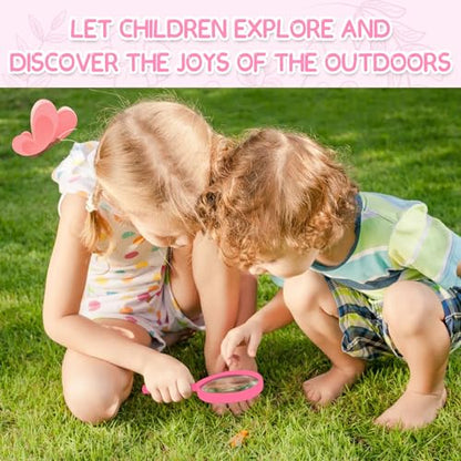 Bug Catcher for Kids Explorer Kit Kids Bug Catching Kit, Bug Catcher Kit for Kid with Binoculars, Magnifying Glass, Butterfly Kit for Girls Aged 3+(Pink)