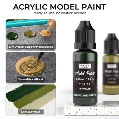 Nicpro 10 Colors WWII German Infantry Model Paint Set, 20ml Military Figure - style: WWII German Infantry