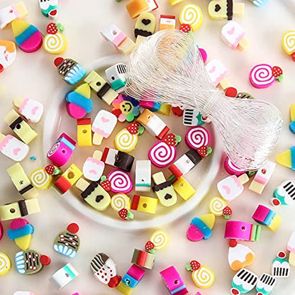 100pcs Mixed Polymer Clay Spacer Beads for Women Jewelry Making DIY Bracelet Necklace Hair Clip Accessories (Candy) - color: Candy