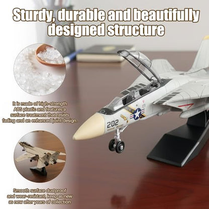 1:72 F-14 Tomcat Quick Build Model Kit Fighter Jet Aircraft, White - color: White