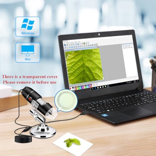 USB Digital Microscope Compatible with Android Windows Linux Mac - color: Black