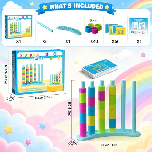 Color Matching Stacking Game, Fast Pattern Challenge for 2 Players+ - size: 1 Pack Stacking Game