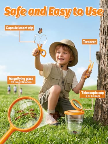 Acoath Microscope for Kids, Bug Catcher, 2.4" IPS Screen Bug Catching Kit - color: Orange