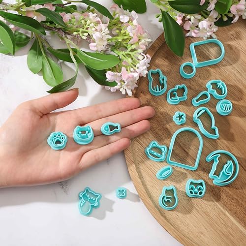 beinkmake 20Pcs Cats Polymer Clay Cutters Moon Kitten Clay Earrings Cutters - style: Cat