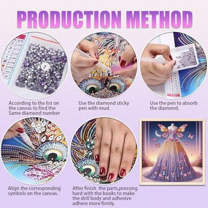 JATOK Diamond Art Kits for Adults, Princess Dress, Special-Shaped Gems - color: Emerald