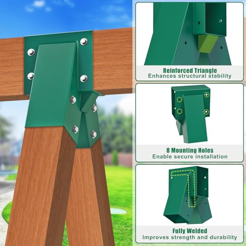 BeneLabel 1Pcs A-Frame Swing Set Middle Brackets with 4pcs Swing Leveling Base Brackets Heavy Duty A-Frame Swingset Hardware Kit DIY Swingset Middle Bracket for 2 (4x4) Legs & 1 (4x6) Beam - color: 1pcs Middle Bracket+2pcs Base Brackets