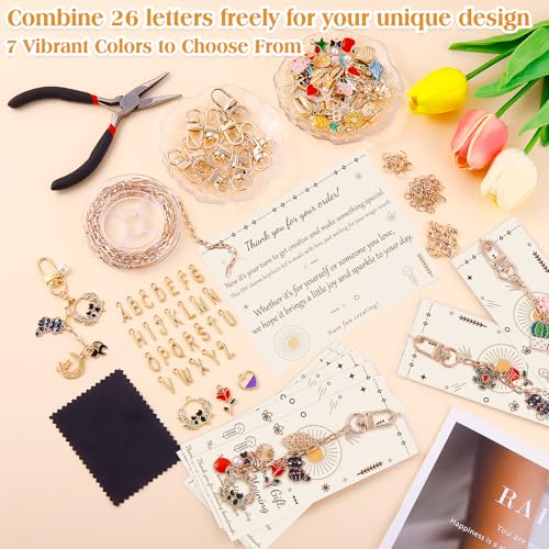TOHONGADON 285 Pcs Keychain Making Kit, Bag Charm Kit with Gift Bag - color: 285 Pcs Keychain