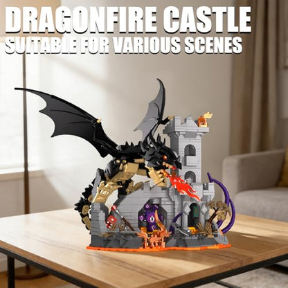 Dragon Castle Building Sets with Dice Tower Medieval Castle Building Blocks Sets Dice Rolling Tower Castle Model Kits Toys Gift for Adults Teens 919 PCS - color: Dragon Castle