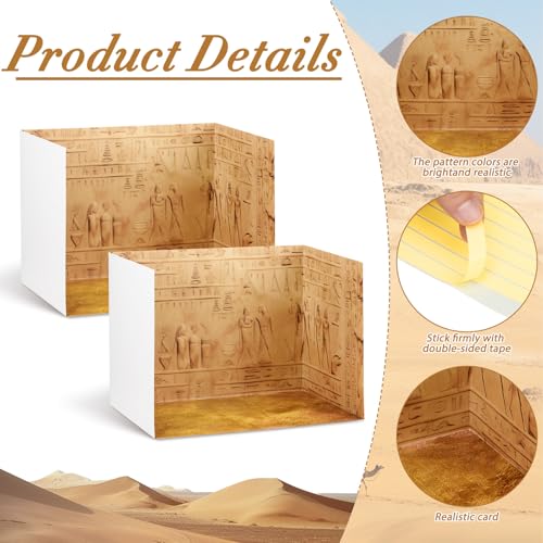 AmazingSpark 2 Set Egyptian Diorama Box and Sticker Decor, Ancient Egypt Diorama Project Supplies Set, Cardboard Display Case Kit with Double Sided Tapes for DIY Crafts Figurines - style: Egyptian